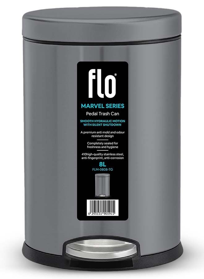 سلة مهملات - مارفل رمادي تيتانيوم 8 لتر