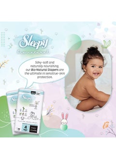 Sleepy Pack Of 96 Bio Natural Premium Size 4 Diapers, Baby Dry Taped Diapers, 7-14 Kg, Hypoallergenic, Water Based, Almond Milk, Vegan, 100% Leakproof, 2 X 48 Pieces  - Image 2