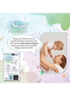 Sleepy Pack Of 96 Bio Natural Premium Size 4 Diapers, Baby Dry Taped Diapers, 7-14 Kg, Hypoallergenic, Water Based, Almond Milk, Vegan, 100% Leakproof, 2 X 48 Pieces  - Image 4