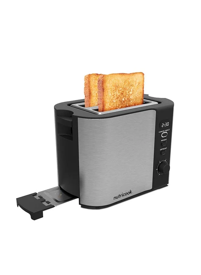 nutricook Nutricook Digital 2-Slice Toaster with LED Display, Stainless Steel Toaster with 2 Long & Extra Wide Slots, 6 Toasting Levels, Defrost|Reheat|Cancel, Removable Crumb Tray, 800W, 2 Years Warranty