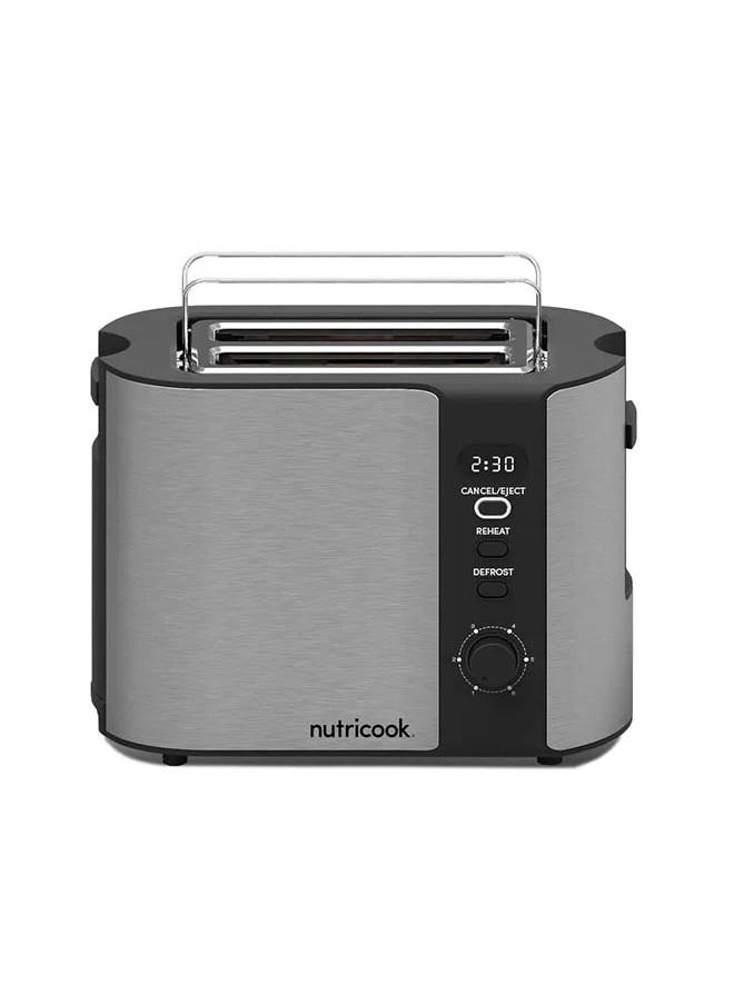 nutricook Nutricook Digital 2-Slice Toaster with LED Display, Stainless Steel Toaster with 2 Long & Extra Wide Slots, 6 Toasting Levels, Defrost|Reheat|Cancel, Removable Crumb Tray, 800W, 2 Years Warranty