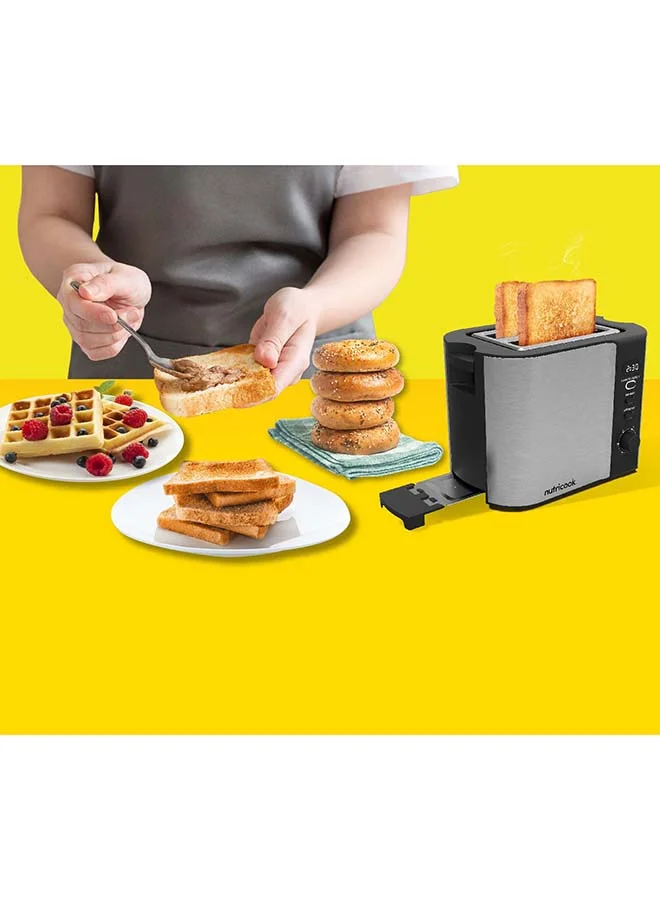 nutricook Nutricook Digital 2-Slice Toaster with LED Display, Stainless Steel Toaster with 2 Long & Extra Wide Slots, 6 Toasting Levels, Defrost|Reheat|Cancel, Removable Crumb Tray, 800W, 2 Years Warranty