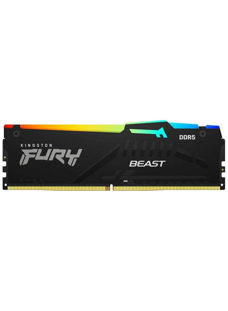 Kingston Fury Beast Black RGB (2x8GB) 5200MT/s DDR5 CL40 DIMM Desktop Gaming Memory Kit of 2 - KF552C40BBAK2-16 - Image 1