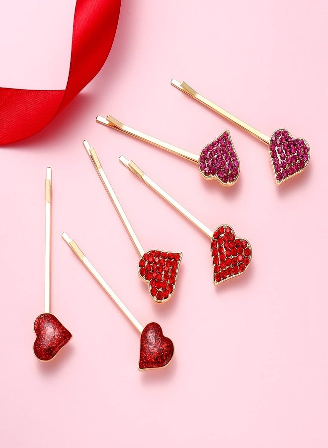 Boderier 12 Pack Valentine's Day Heart Bobby Pins Red Enamel Rhinestone Heart Hairpin Hair Slide Barrettes Styling Hair Accessories Gifts for Women Girls (Red Fuchsia Pink) - Image 3