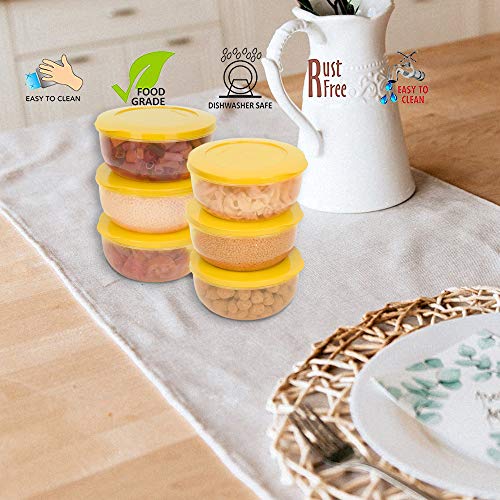 Cutting EDGE 900ml Eco-Storage Plastic Container & Organizer Set of 6 for Kitchen, Refrigerator, Lunch & Food Storage (Yellow) - Image 2