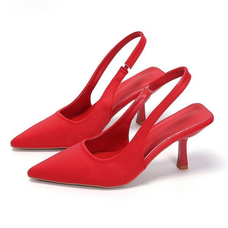 2023 New Elegant High Heels Large Size Stiletto Heel Baotou Back Empty Strap Pointed Heel Sandals - Image 4
