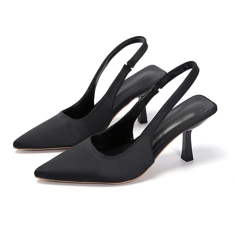 2023 New Elegant High Heels Large Size Stiletto Heel Baotou Back Empty Strap Pointed Heel Sandals - Image 3