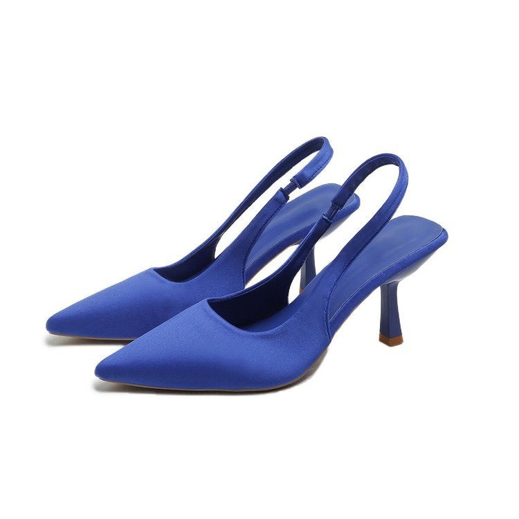 2023 New Elegant High Heels Large Size Stiletto Heel Baotou Back Empty Strap Pointed Heel Sandals - Image 2