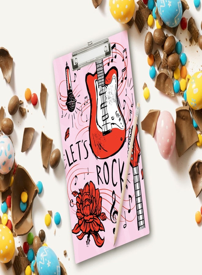 Vprint Quality Wooden Clipboard Writing Pad | Exam Board for Kids Students | Wood Exam Pad | Examination Writing Pad | Clip Board for Girls| Clip Board for Boys (Lets Rock Music Texture) - Image 2