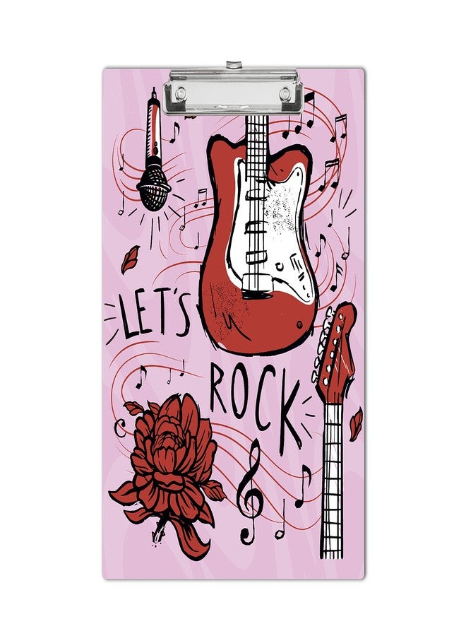Vprint Quality Wooden Clipboard Writing Pad | Exam Board for Kids Students | Wood Exam Pad | Examination Writing Pad | Clip Board for Girls| Clip Board for Boys (Lets Rock Music Texture) - Image 1