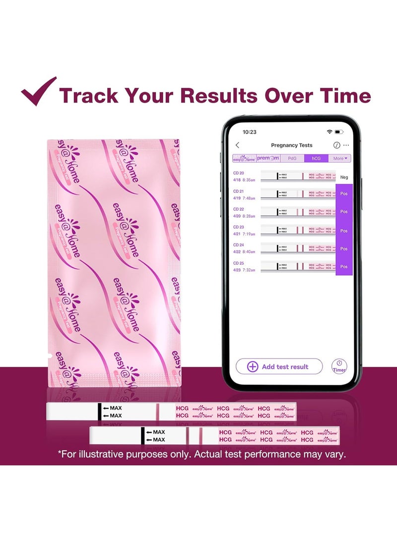 Easy@Home Pregnancy Test Strips (hCG), Early Detection Home Pregnancy Test Kit, Accurate & Easy to Use, 20 Pack, Premom App Supported - Image 5