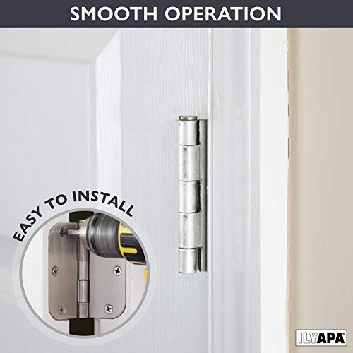 Ilyapa 18 Pack Brushed Nickel Hinges for Doors, 3.5 x 3.5 Inch Interior Satin Nickel Hinges Hardware, for Front Door, 5/8 Inch Radius Corners - Image 5