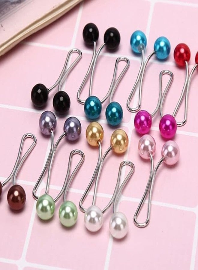 Weicoca 12pcs Multicolor Headscarf Pearl Pins Clips- U Shape Lady Muslim Scarf Shawl Clips-Scarf Shawl Clips Scarf Brooches Pin Jewelry Accessories-Women's Brooches and Pins(4Black&4White&4Gold) - Image 5