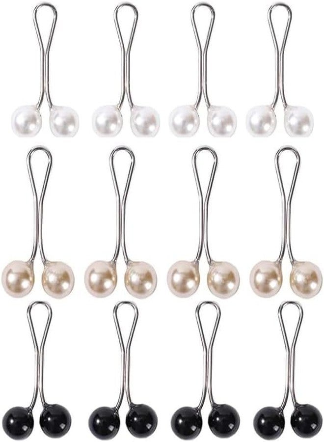 Weicoca 12pcs Multicolor Headscarf Pearl Pins Clips- U Shape Lady Muslim Scarf Shawl Clips-Scarf Shawl Clips Scarf Brooches Pin Jewelry Accessories-Women's Brooches and Pins(4Black&4White&4Gold) - Image 1
