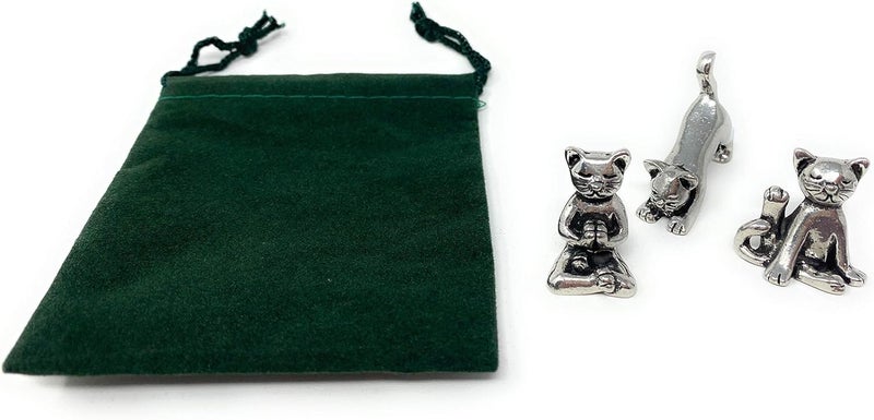 Basic Spirit Yoga Cat Figurine Set (Pewter)-Mini 3 pc. Set - Image 3