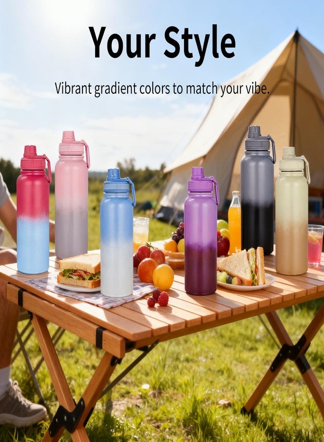 Gulex Water Bottle Insulated Water Bottle - 32oz Stainless Steel Cup with Gradual Color, Leakproof, Carry Handle, 12H Hot/24H Cold - Image 4