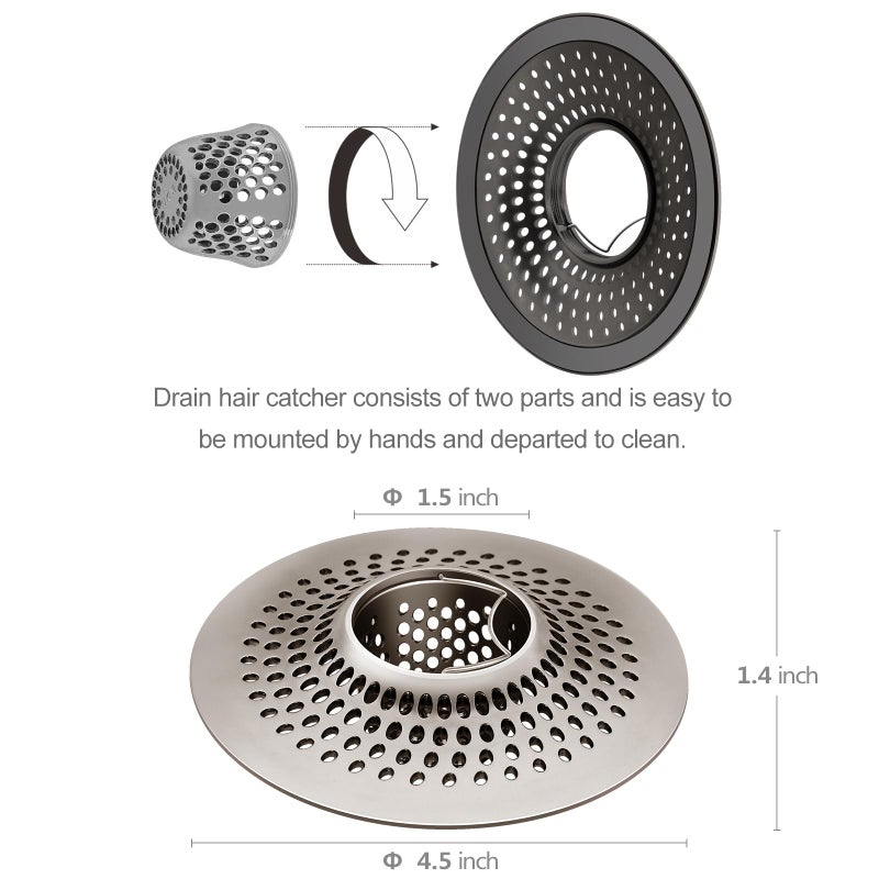 LEKEYE Shower Drain Hair Catcher/Bathroom Drain Cover/Bathtub Drain Strainer/Shower Stall Drain Protector(Brushed Nickel) - Image 3