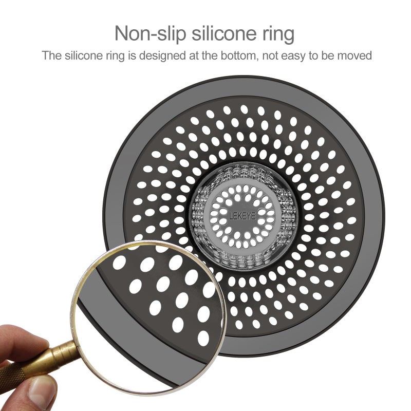 LEKEYE Shower Drain Hair Catcher/Bathroom Drain Cover/Bathtub Drain Strainer/Shower Stall Drain Protector(Brushed Nickel) - Image 4
