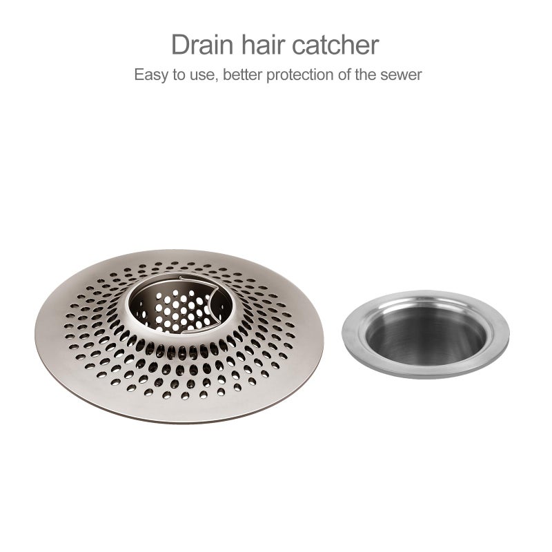 LEKEYE Shower Drain Hair Catcher/Bathroom Drain Cover/Bathtub Drain Strainer/Shower Stall Drain Protector(Brushed Nickel) - Image 2