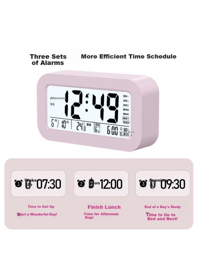 Compas Multifunctional Electronic Alarm Clock Student Special Wake-up Artifact Electronic Clock Student Children's Alarm Clock 801 Pink - Image 4