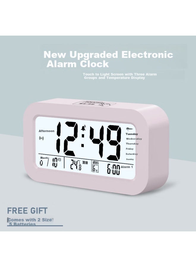 Compas Multifunctional Electronic Alarm Clock Student Special Wake-up Artifact Electronic Clock Student Children's Alarm Clock 801 Pink - Image 1