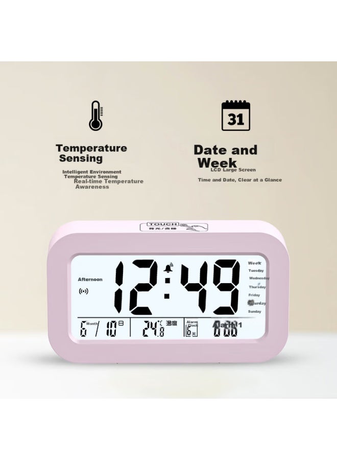 Compas Multifunctional Electronic Alarm Clock Student Special Wake-up Artifact Electronic Clock Student Children's Alarm Clock 801 Pink - Image 3