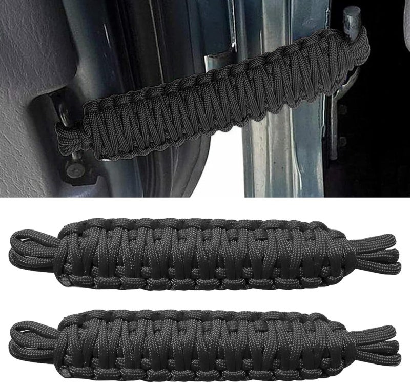 2 car door limit ropes, wear-resistant umbrella rope, hand-made webbing, anti-stretch door anti-sway stopper, suitable for Jeep Wrangler series models - Image 1