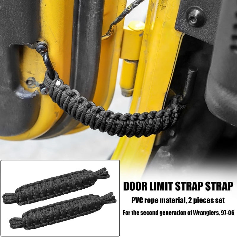 2 car door limit ropes, wear-resistant umbrella rope, hand-made webbing, anti-stretch door anti-sway stopper, suitable for Jeep Wrangler series models - Image 4