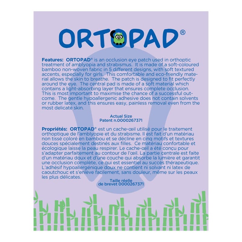 Ortopad Ortopad® Soft Bamboo Girls Eye Patches, 50/Box (Medium Size, 2-4 yrs) Textured Accents  - Image 4