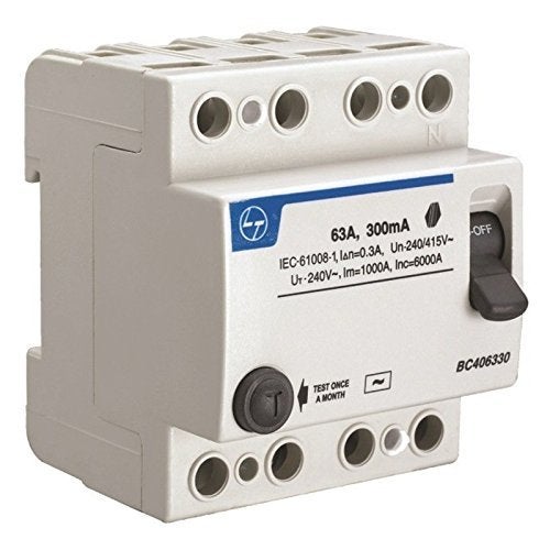 LT Lauritz Knudsen Formerly LT Switchgear Business Tripper BC402530 Tripper RCCB 25A FP 415V AC 300mA White Useful in Overload ShortCircuit Isolation with Extended Warranty Up to 5 Years 
