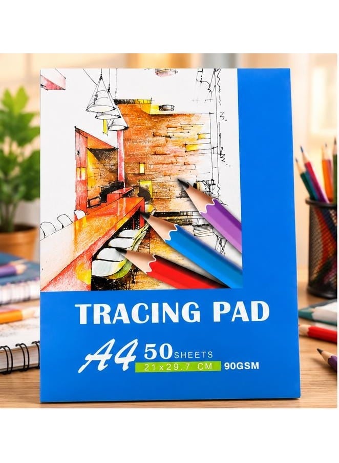 بلوك ورق شفاف للرسم والتتبع A4 – 50 ورقة، 90 GSM، مقاس 20 × 29 سم - Image 1