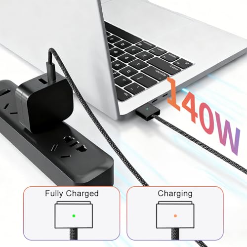 Verilux® PD 140W USB C to Magnetic 3 Charging Cable, 2M/6.6Ft Nylon Braided Magnetic Safe 3 Cable for MacBook Air (15''/13'' M4 2025, M3 2024, M2 2023, M2 2022), Pro (16"/14" 2024/2023/2021) - Image 2