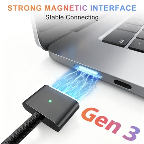 Verilux® PD 140W USB C to Magnetic 3 Charging Cable, 2M/6.6Ft Nylon Braided Magnetic Safe 3 Cable for MacBook Air (15''/13'' M4 2025, M3 2024, M2 2023, M2 2022), Pro (16"/14" 2024/2023/2021) - Image 3