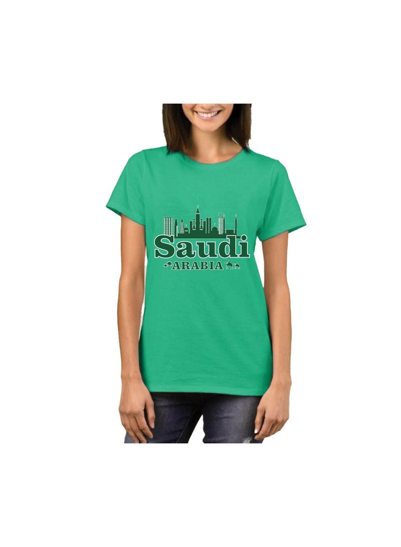 Saudi Arabia National Day Women's T-Shirt – Short Sleeve Round Neck Soft Cotton Tshirt - Perfect For Celebrating Saudi National Day, Events - Image 1