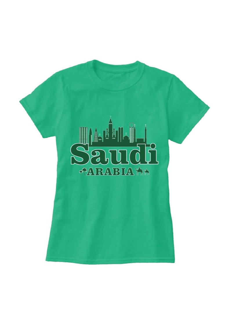 Saudi Arabia National Day Women's T-Shirt – Short Sleeve Round Neck Soft Cotton Tshirt - Perfect For Celebrating Saudi National Day, Events - Image 3