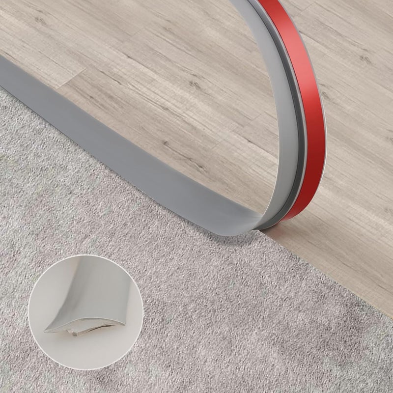 Trimold Carpet to Tile Floor Transition Strip, Grey Self-Adhesive Threshold Edging Trim (Length 5m, Cover Thickness Within 5mm) - Image 1