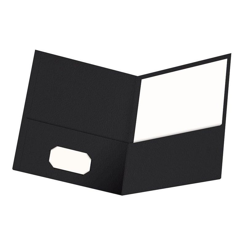 Oxford Oxford TwinPocket Folders Textured Paper Letter Size Black Holds 100 Sheets Box of 25 57506EE 812 x 11