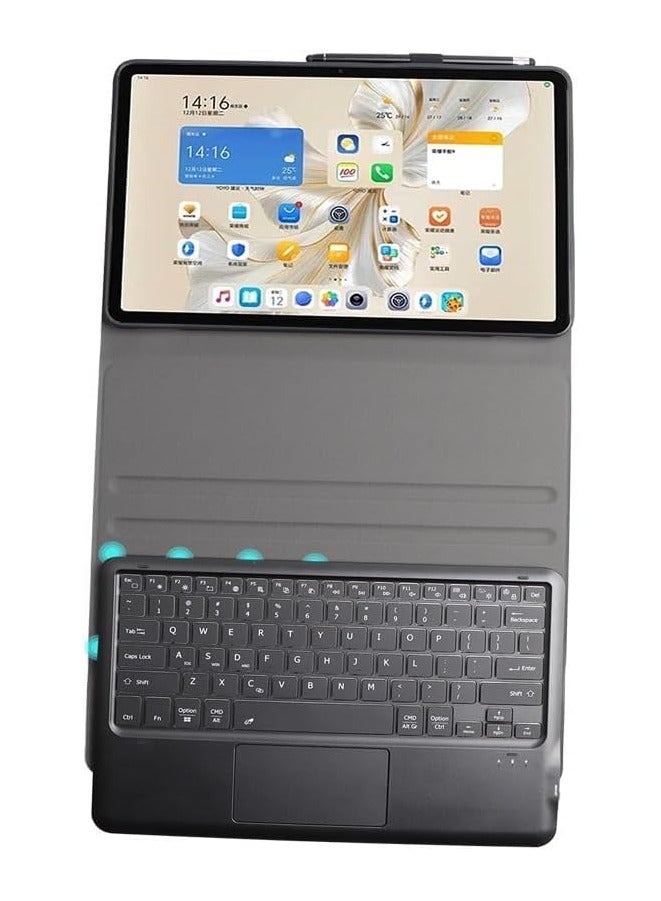لوحة مفاتيح شاشة ملموسة بلوتوث متوافقة مع جهاز Honor Pad 9 12.1 بوصة 2024 - حالة لوحة مفاتيح مع دعامة قلم حماية لجهاز Honor Pad 9 للجهاز اللوحي.