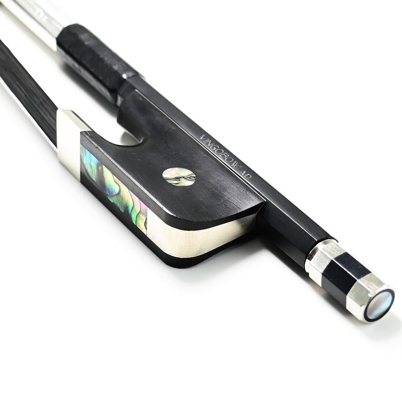VINGOBOW 4/4 Size Natural Black Mongolia Horsehair French Carbon Fiber Double Bass Bow Art No. 100BFB - Image 1