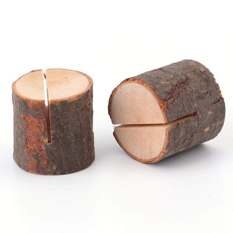 Tosnail 50 Pieces Wooden Place Card Holders with 50 Kraft Paper Cards, Rustic Wood Table Number Stands, Photo Holder for Wedding Party Decoration, Photo Display - Image 2