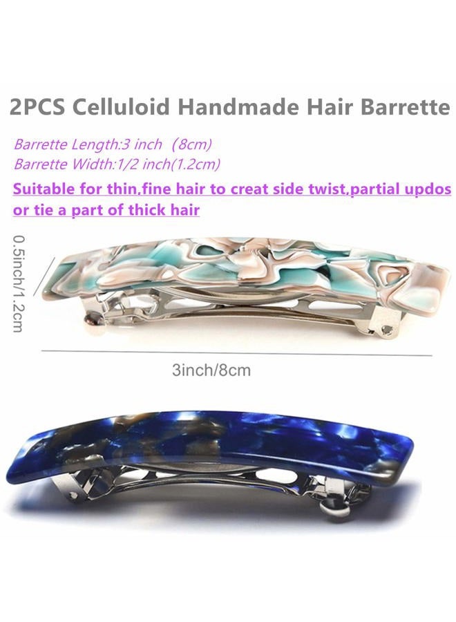 Eyegla 2PCS French Design Hair Barrette Tortoise Shell Celluloid Rectangle Hair Clips for Women - Image 4