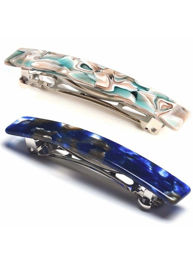 Eyegla 2PCS French Design Hair Barrette Tortoise Shell Celluloid Rectangle Hair Clips for Women - Image 1