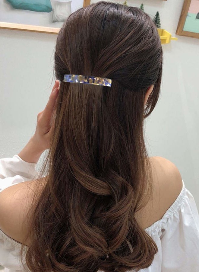 Eyegla 2PCS French Design Hair Barrette Tortoise Shell Celluloid Rectangle Hair Clips for Women - Image 2