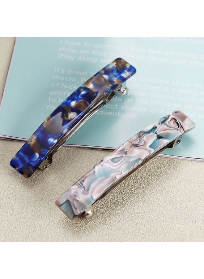 Eyegla 2PCS French Design Hair Barrette Tortoise Shell Celluloid Rectangle Hair Clips for Women - Image 3
