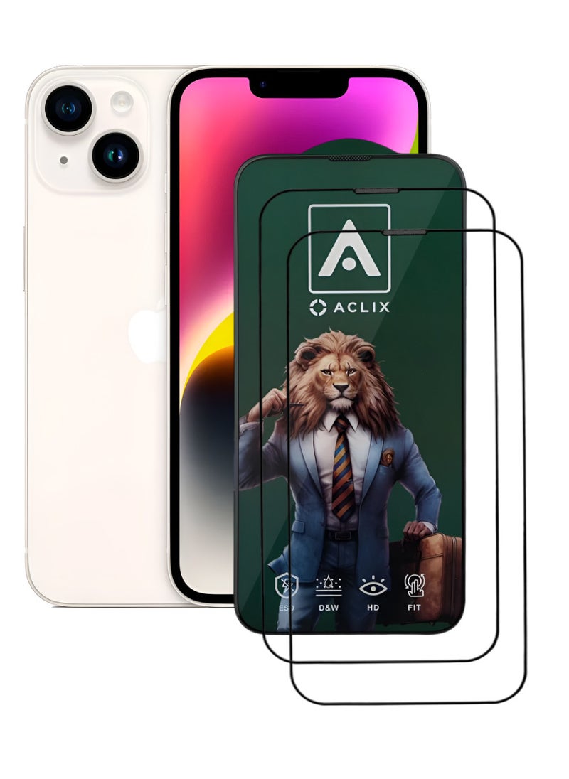 ACLIX 2 Pieces Antistatic ESD Dustproof Premium Quality High Definition Tempered Glass Screen Protector Designed For  iPhone 14 - Image 1