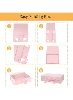 TecV Luxury Magnetic Gift Box, Pink Large Gift Box with Ribbon,Folding Gift Boxes for Presents With Lid, Suitable for Festival, Birthday, Anniversary, etc  - Image 3