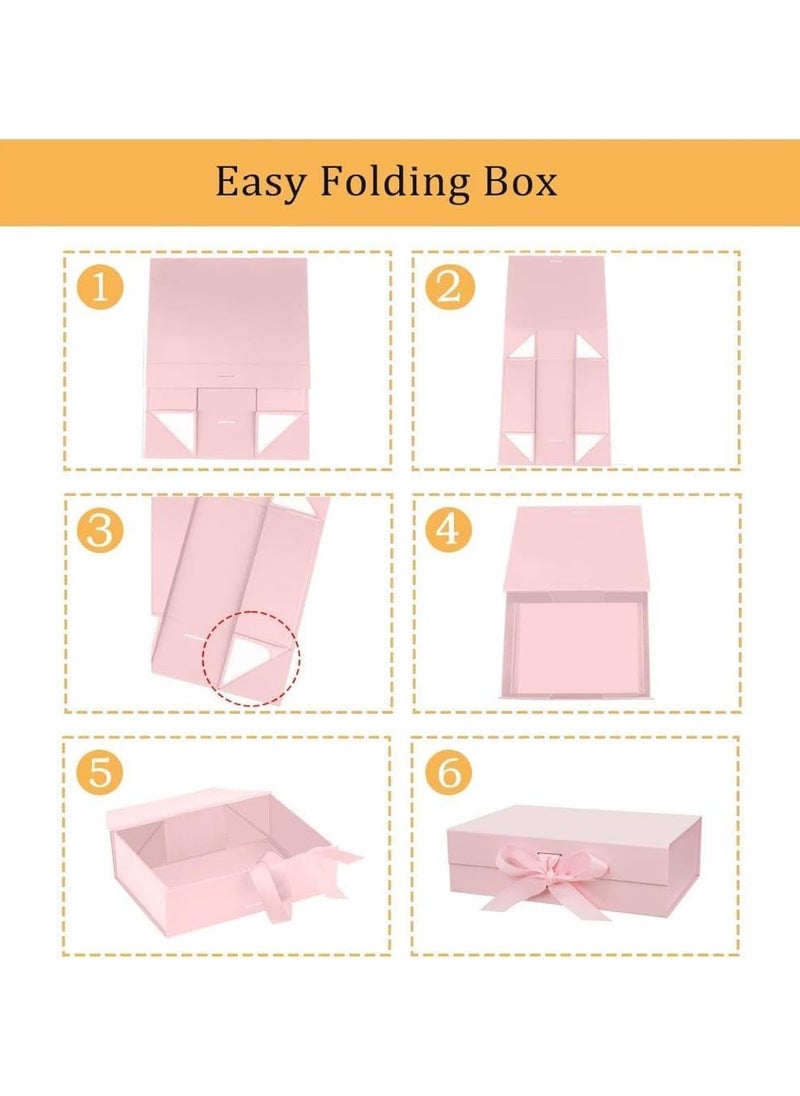 Luxury Magnetic Gift Box, Pink Large Gift Box with Ribbon,Folding Gift Boxes for Presents With Lid, Suitable for Festival, Birthday, Anniversary, etc
