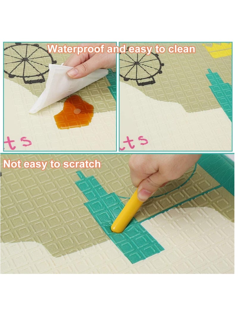 Wish Foldable Baby Play Mat, Double-Sided Non-Slip Crawling Mat with Cute Animal Prints, Thick Foam Floor Mat For Toddlers, Kids & Infants - Image 4