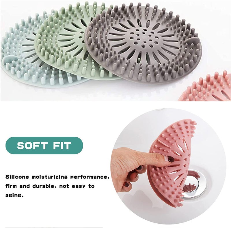 HENIJ� Shower Drain Hair Catcher, Shower Drain Covers Silicon, Hair Drain Catcher and Clean for Shower Drain Bathroom Bathtub Kitchen Tub (Pack of 3) - Image 3