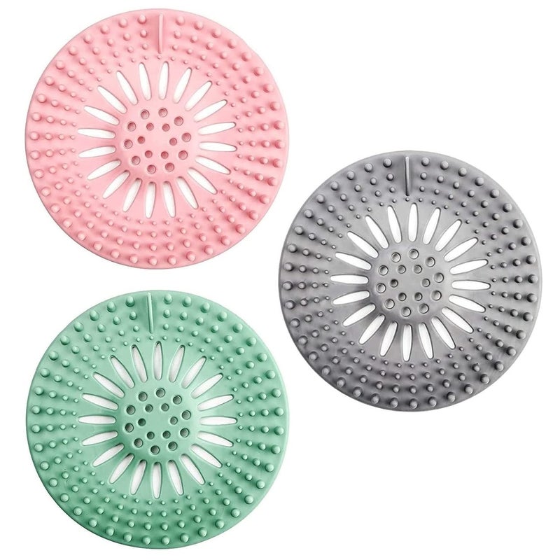 HENIJ� Shower Drain Hair Catcher, Shower Drain Covers Silicon, Hair Drain Catcher and Clean for Shower Drain Bathroom Bathtub Kitchen Tub (Pack of 3) - Image 1